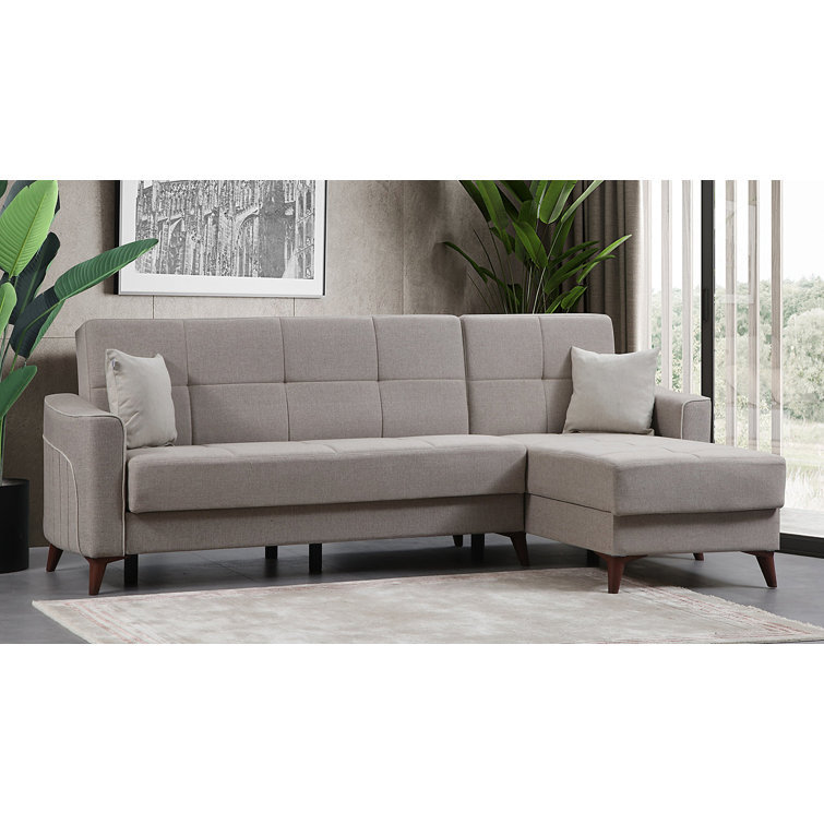 Corrigan Studio® Keaira 110" Wide Fabric Reversible Sleeper Sofa